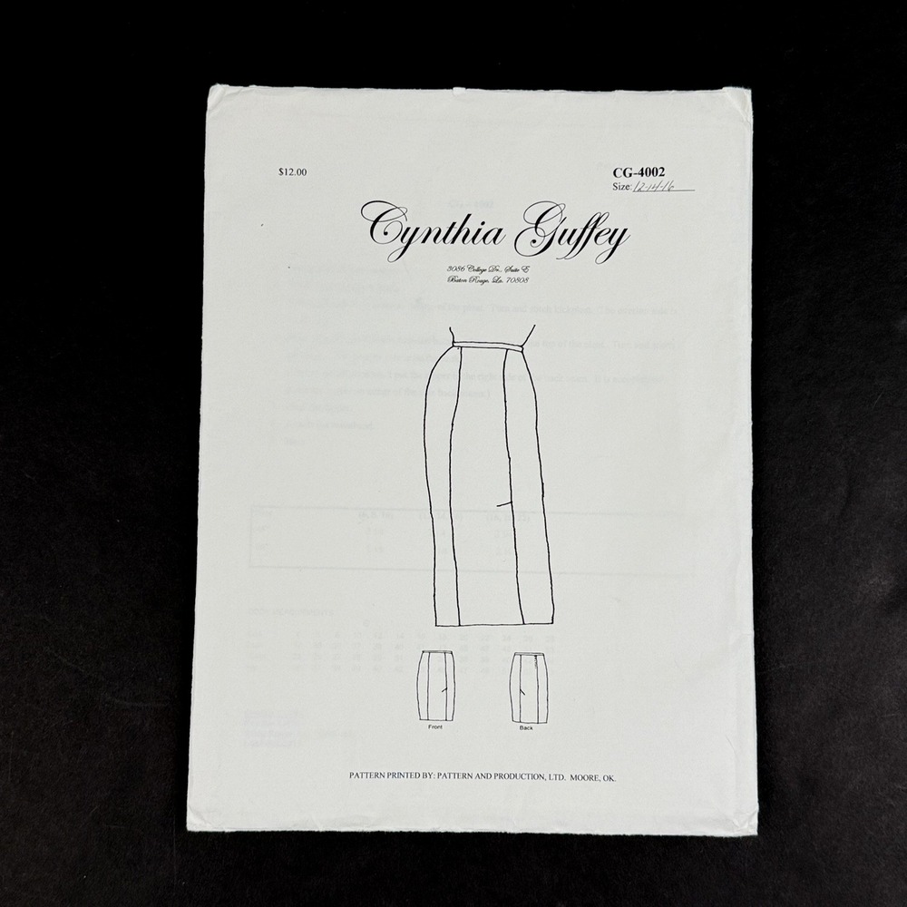 Vintage Cynthia Guffey Pencil Skirt UNCUT Sewing Pattern Women 12 14 16 CG-4002